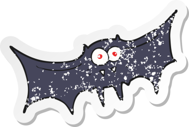 Bir insan tarafından çizilmiş vampir yarasa çizgi filminin gerilimli yapıştırması.