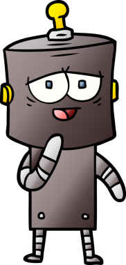 Bir insan tarafından çizilmiş çizgi film robotu