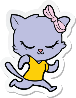 Bir insan tarafından çizilmiş şirin bir çizgi film kedisinin çıkartması.