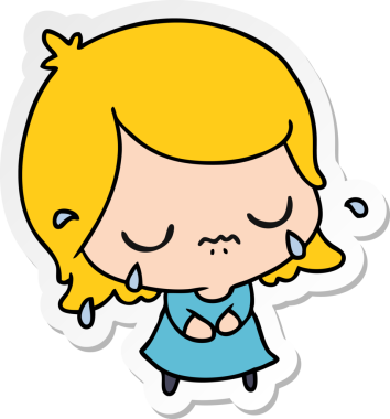 Bir insan tarafından çizilmiş kawai kızının serbest sticker karikatürü.