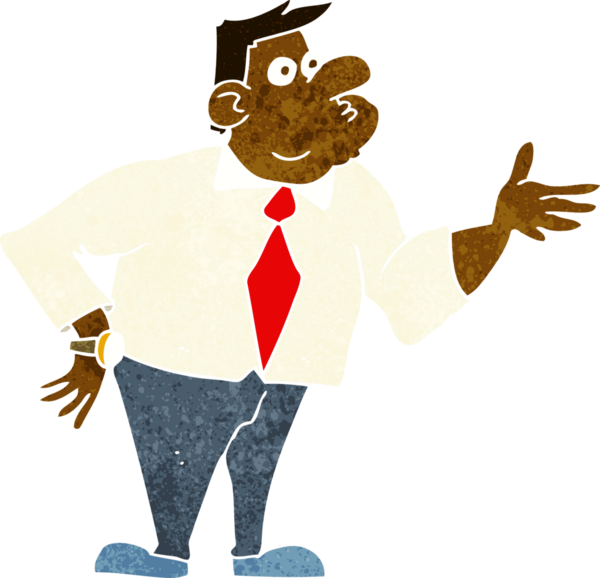 karikatür işadamı bir insan tarafından çizilmiş sorular soruyor.