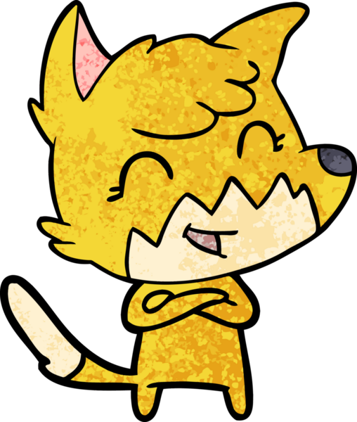 Bir insan tarafından çizilmiş mutlu çizgi film tilkisi.