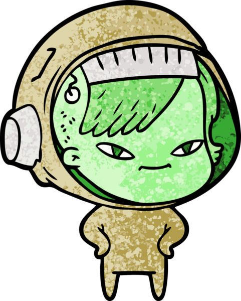 Bir insan tarafından çizilmiş astronot kadın.