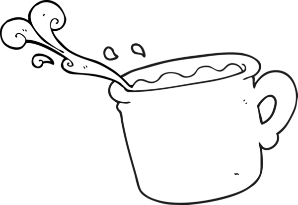 Bir insan tarafından çizilmiş siyah beyaz bir kahve fincanı.