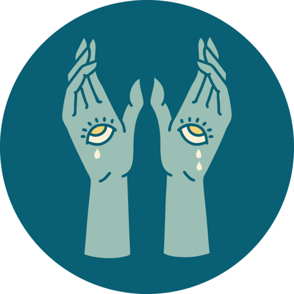 Bir insan tarafından çizilmiş mistik ellerin ikonik dövme şekli