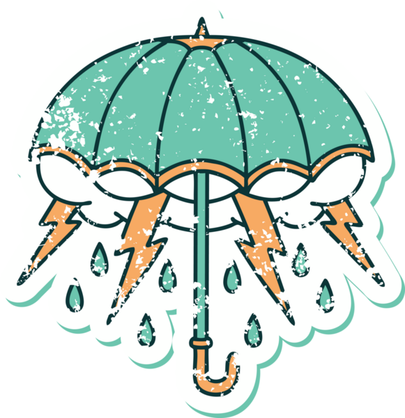 Bir insan tarafından çizilmiş sembolik dövmeli bir şemsiye.