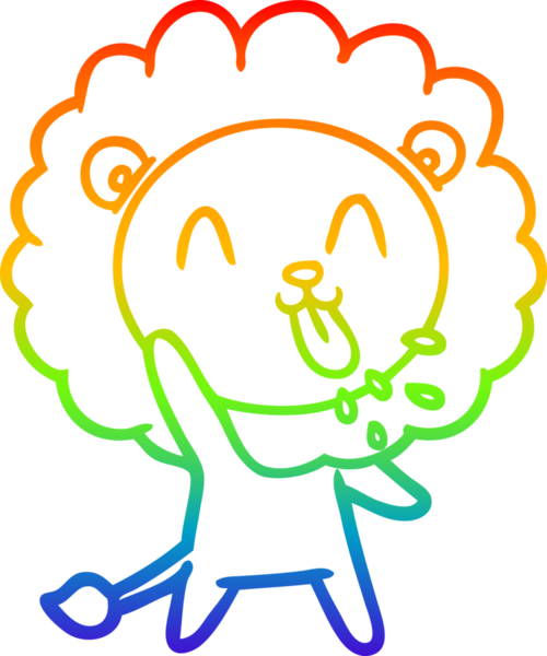 gökkuşağı gradyanı çizimi bir insan tarafından çizilmiş mutlu bir karikatür aslanı
