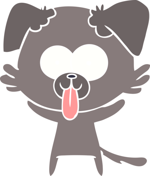 Düz renkli çizgi film köpeğinin dili bir insan tarafından çizilmiş.