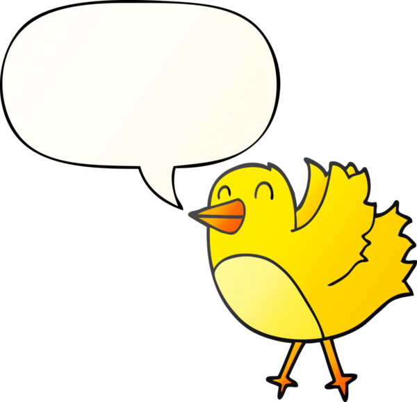 bir insan tarafından çizilmiş yumuşak eğimli konuşma baloncuklu çizgi film kuşu