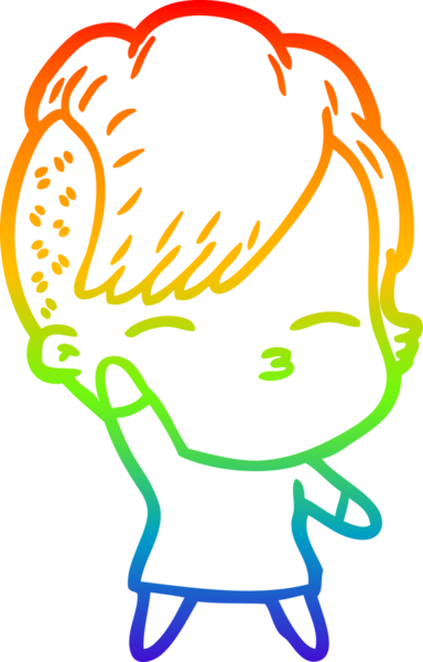 gökkuşağı gradyan çizimi bir çizgi film kızı bir insan tarafından çizilmiş.