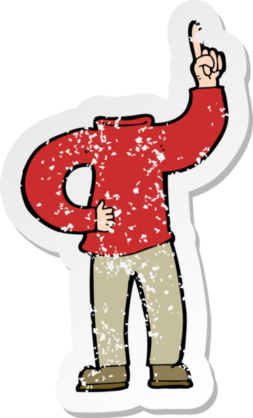 Bir insan tarafından çizilmiş başsız bir karikatürün gerilemiş etiketi.