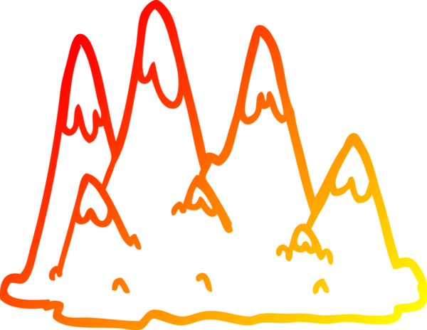 Bir insan tarafından çizilmiş çizgi film dağlarının sıcak gradyan çizgileri