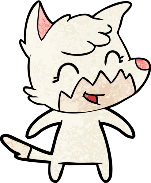 Bir insan tarafından çizilmiş mutlu çizgi film tilkisi.