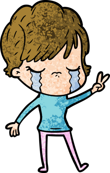 Bir insan tarafından çizilmiş ağlayan çizgi film kadını.