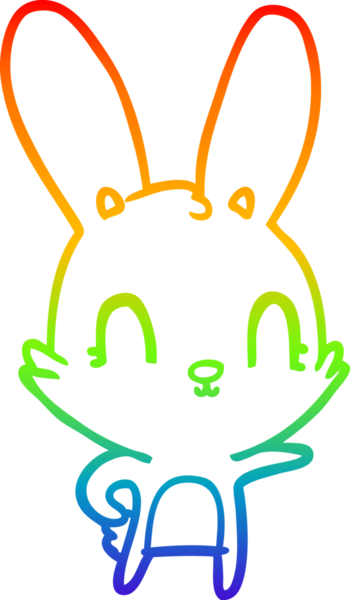 Gökkuşağı gradyan çizgisi. Bir insan tarafından çizilmiş şirin bir tavşan çizimi.