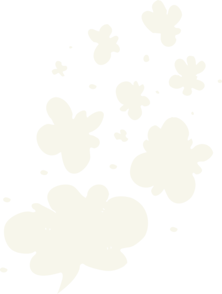 Dekoratif duman şişirme elementlerinin bir insan tarafından çizilmiş düz renk çizimi