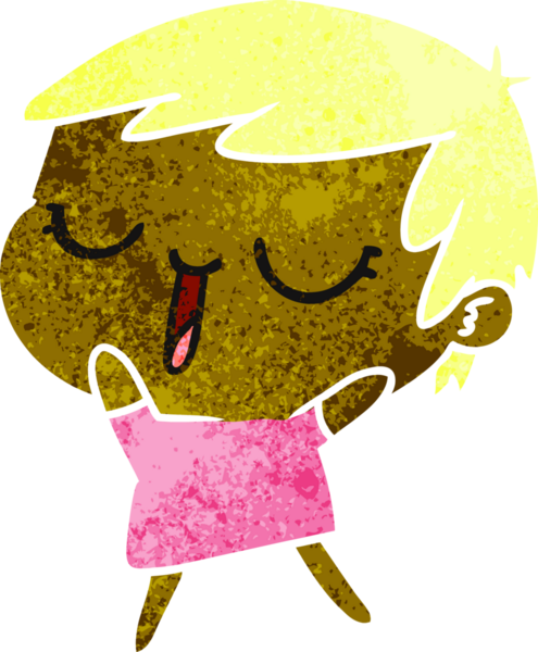 Bir insan tarafından çizilmiş kawaii kısa saçlı kız karikatürü.