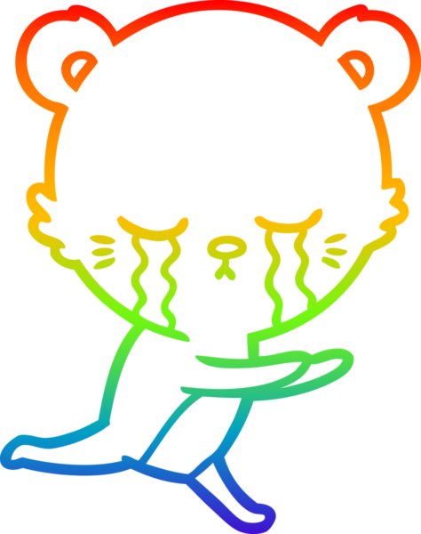 Bir insan tarafından çizilmiş ağlayan çizgi film ayısının çizimi.