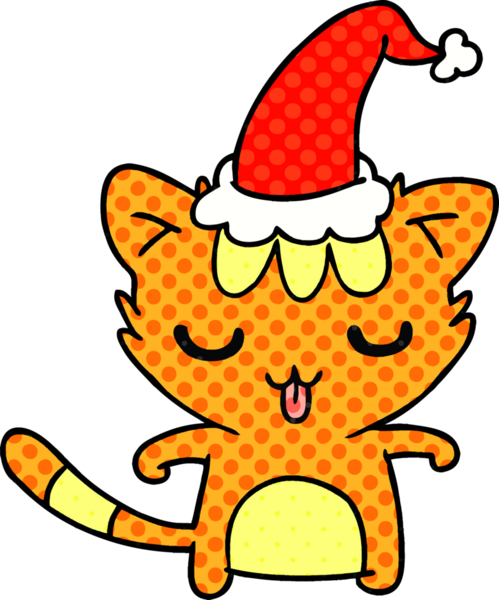 Bir insan tarafından çizilmiş kawaii kedisinin el çizimi karikatürü.