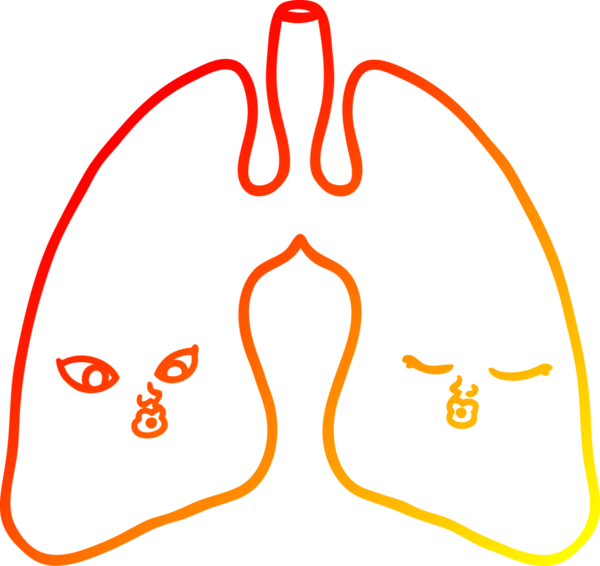 Bir insan tarafından çizilmiş bir karikatür akciğerinin sıcak gradyan çizimi