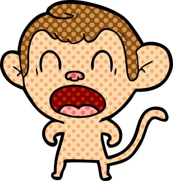 Bir insan tarafından çizilmiş bağıran çizgi maymun.