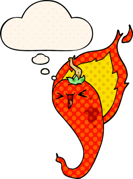 Çizgi roman tarzında bir insan tarafından çizilmiş sıcak kırmızı biberli çizgi film.