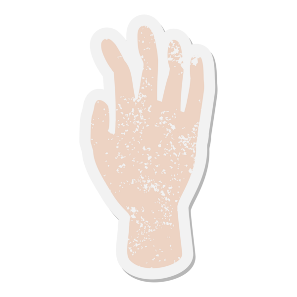 Bir insan tarafından çizilmiş el sallayan grunge çıkartması.