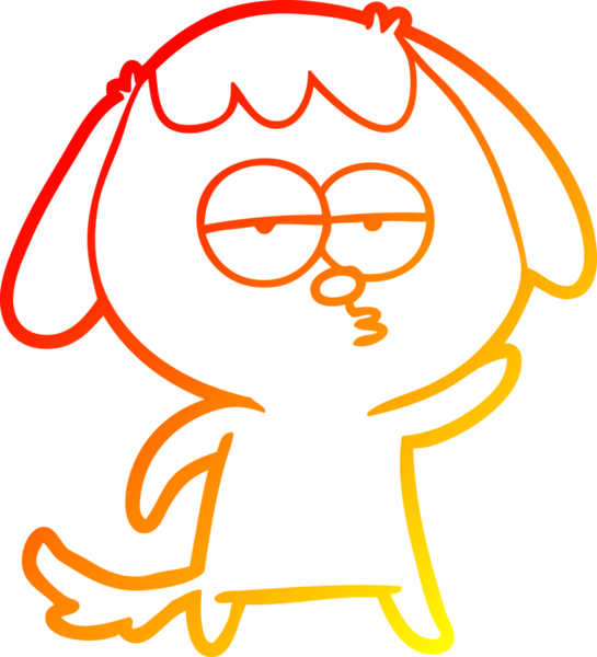 Bir insan tarafından çizilen ve sıkılmış bir köpeğin sıcak çizgi çizimi.