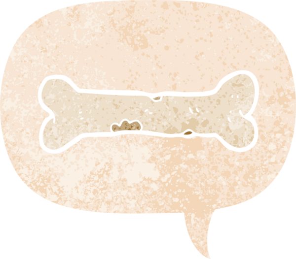bir insan tarafından çizilmiş grunge ile konuşma baloncuğu ile çizgi film kemiği sıkıntılı retro desen