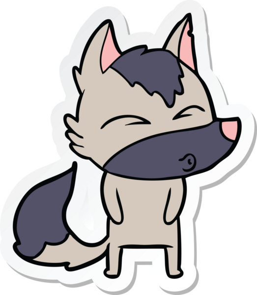 Bir insan tarafından çizilmiş kurt çizgi filminin çıkartması.