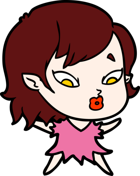 Bir insan tarafından çizilmiş şirin vampir kız çizgi filmi.