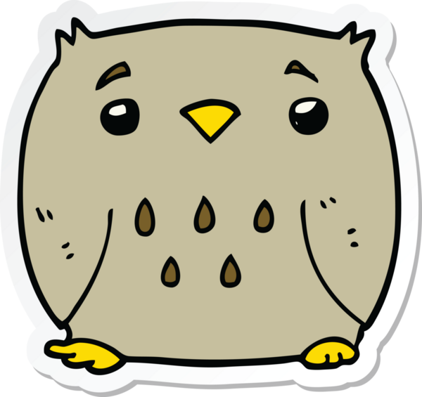 Bir insan tarafından çizilmiş bir baykuşun çıkartması.