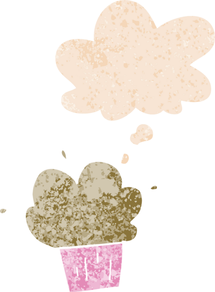 Düşünce baloncuklu çizgi film keki grunge sıkıntılı retro desenli bir insan tarafından çizilmiş