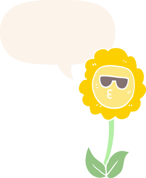 bir insan tarafından çizilmiş, konuşma baloncuklu karikatür çiçeği