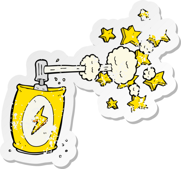 Bir insan tarafından çizilmiş karikatür spreyinin geriletilmiş yapıştırması.