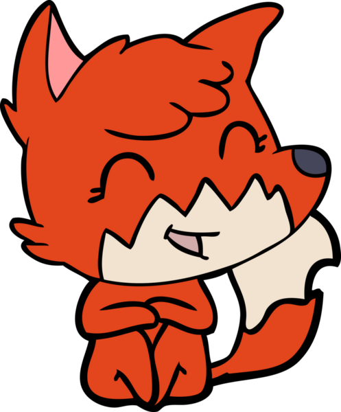 Bir insan tarafından çizilmiş mutlu çizgi film tilkisi.