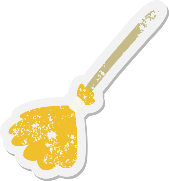 Geleneksel süpürge sopası etiketi bir insan tarafından çizilmiş.