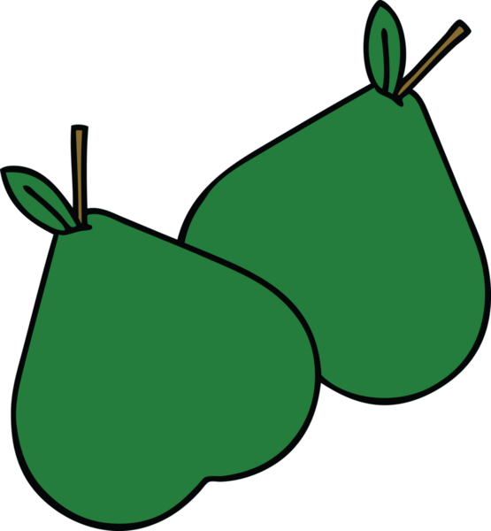 Bir insan tarafından çizilmiş armut karikatürü.