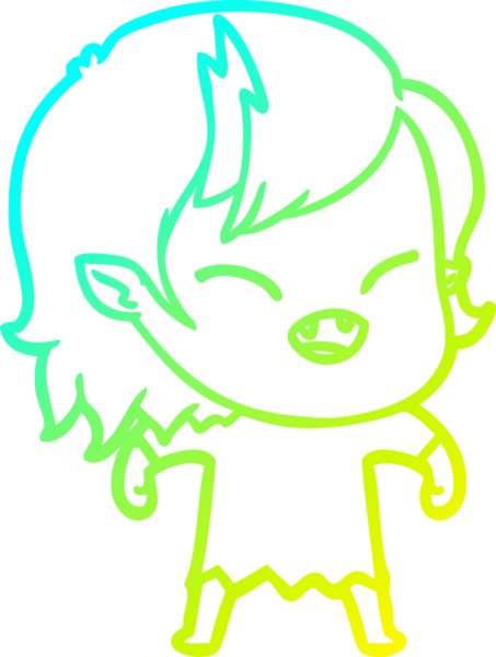 Bir insan tarafından çizilmiş gülen vampir kız çizgi filmi.