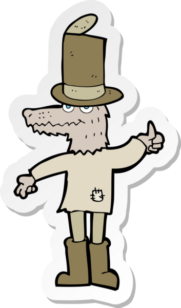 Bir insan tarafından çizilmiş bir kurt adamın çıkartması.