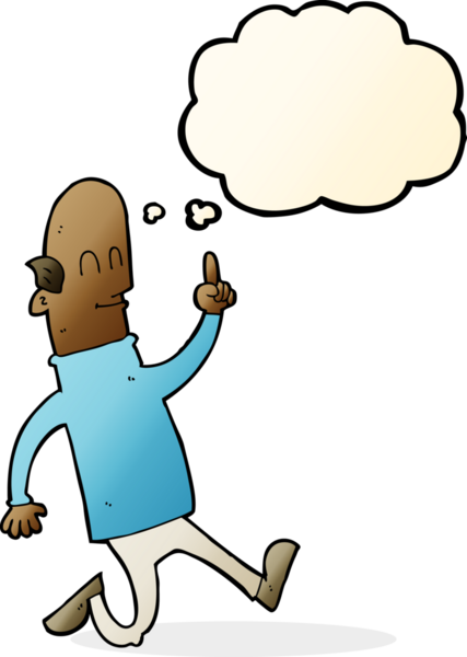 Bir insan tarafından çizilmiş düşünce balonlu kel bir adam.