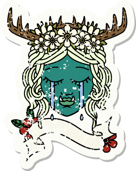 Retro Dövme Biçimi Ağlayan Ork Druid karakteri bir insan tarafından çizilmiş