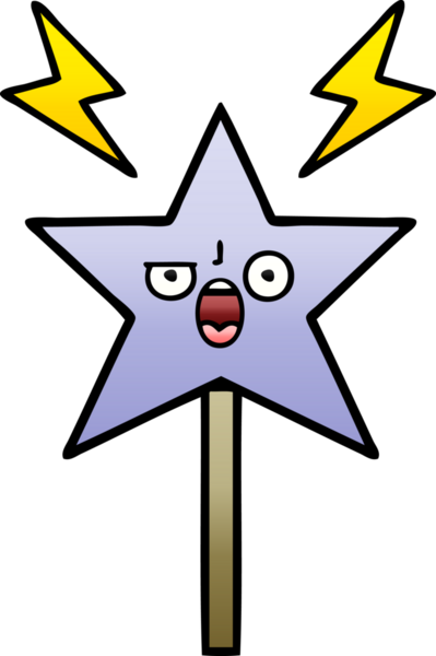 Bir insan tarafından çizilmiş sihirli değneğin gölgeli çizgi filmi.