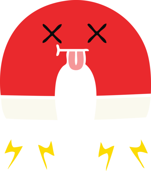 Bir insan tarafından çizilen mıknatısın düz renk retro karikatürü