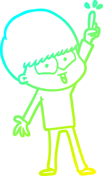 Bir çizgi film karakteri çizen soğuk çizgi bir insan tarafından çizilmiş mutlu çocuk.