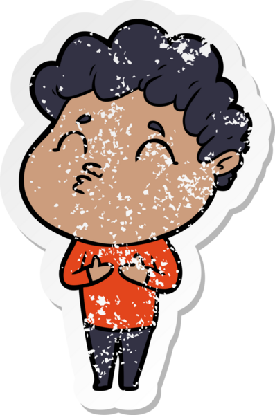 Bir insan tarafından çizilmiş karikatür adamın sıkıntılı çıkartması.