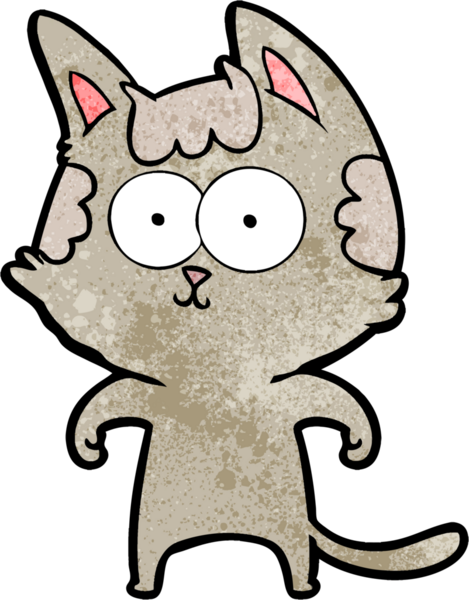 Bir insan tarafından çizilmiş mutlu çizgi film kedisi.