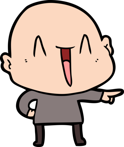 Bir insan tarafından çizilmiş mutlu, kel adam.