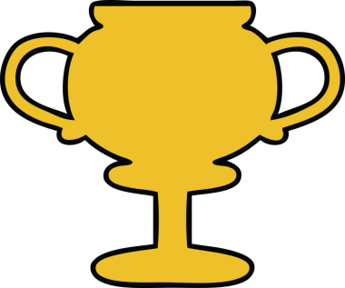 Bir insan tarafından çizilmiş altın bir kupa karikatürü.