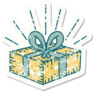 Bir insan tarafından çizilmiş dövme stili eski bir çıkartma.